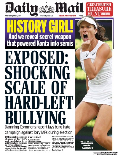 Daily Mail Newspaper Front Page (UK) for 12 July 2017