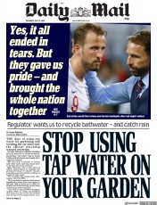 Daily Mail (UK) Newspaper Front Page for 12 July 2018