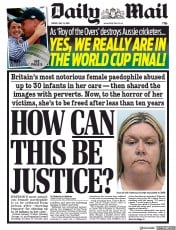 Daily Mail (UK) Newspaper Front Page for 12 July 2019
