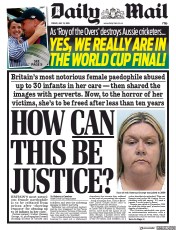 Daily Mail (UK) Newspaper Front Page for 12 July 2019