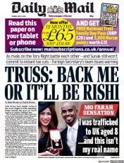 Daily Mail (UK) Newspaper Front Page for 12 July 2022