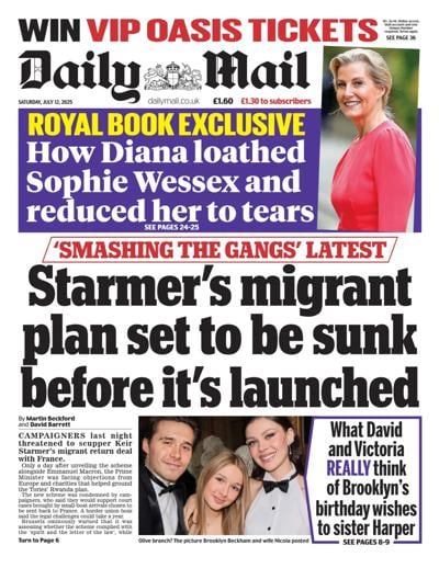 Daily Mail Newspaper Front Page (UK) for 12 July 2025