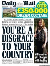 Daily Mail (UK) Newspaper Front Page for 12 August 2011