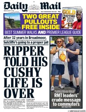 Daily Mail (UK) Newspaper Front Page for 12 August 2016
