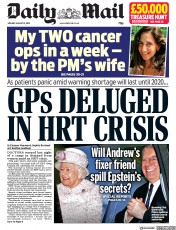Daily Mail (UK) Newspaper Front Page for 12 August 2019