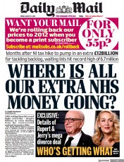 Daily Mail front page for 12 August 2022