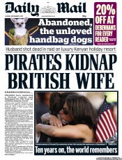 Daily Mail (UK) Newspaper Front Page for 12 September 2011