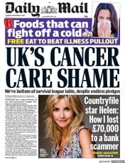 Daily Mail (UK) Newspaper Front Page for 12 September 2019