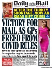 Daily Mail (UK) Newspaper Front Page for 13 October 2021