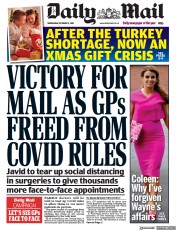 Daily Mail (UK) Newspaper Front Page for 13 October 2021