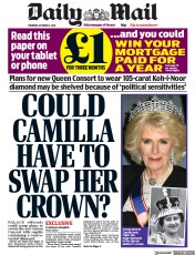 Daily Mail (UK) Newspaper Front Page for 13 October 2022