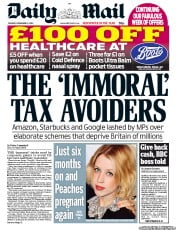 Daily Mail (UK) Newspaper Front Page for 13 November 2012
