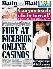 Daily Mail Newspaper Front Page (UK) for 13 December 2012