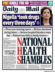 Daily Mail (UK) Newspaper Front Page for 13 December 2013