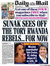 Daily Mail front page for 13 December 2023