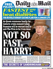 Daily Mail (UK) Newspaper Front Page for 13 January 2020