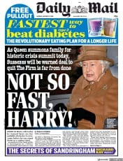 Daily Mail (UK) Newspaper Front Page for 13 January 2020