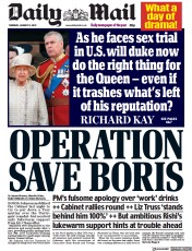 Daily Mail front page for 13 January 2022