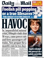 Daily Mail (UK) Newspaper Front Page for 13 February 2014