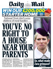Daily Mail Newspaper Front Page (UK) for 13 March 2013