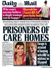 Daily Mail (UK) Newspaper Front Page for 13 March 2014