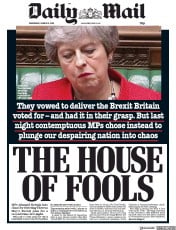 Daily Mail (UK) Newspaper Front Page for 13 March 2019