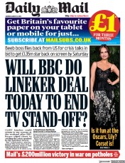 Daily Mail front page for 13 March 2023