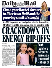 Daily Mail (UK) Newspaper Front Page for 13 April 2017