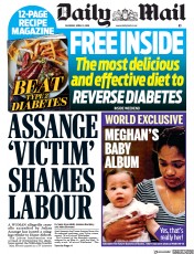 Daily Mail (UK) Newspaper Front Page for 13 April 2019