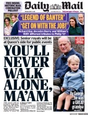 Daily Mail (UK) Newspaper Front Page for 13 April 2021