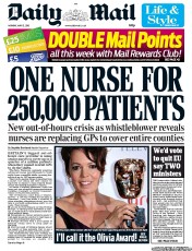 Daily Mail (UK) Newspaper Front Page for 13 May 2013