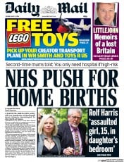 Daily Mail Newspaper Front Page (UK) for 13 May 2014