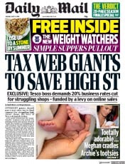 Daily Mail (UK) Newspaper Front Page for 13 May 2019