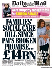 Daily Mail (UK) Newspaper Front Page for 13 May 2021