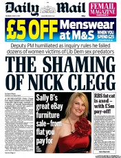 Daily Mail (UK) Newspaper Front Page for 13 June 2013