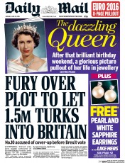 Daily Mail (UK) Newspaper Front Page for 13 June 2016