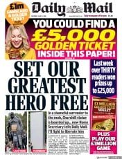 Daily Mail (UK) Newspaper Front Page for 13 June 2020