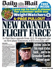 Daily Mail front page for 13 June 2022