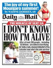 Daily Mail front page for 13 June 2025