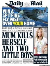 Daily Mail Newspaper Front Page (UK) for 13 July 2013