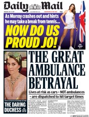 Daily Mail (UK) Newspaper Front Page for 13 July 2017