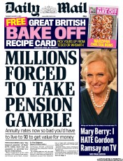 Daily Mail (UK) Newspaper Front Page for 13 August 2013