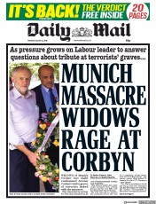 Daily Mail (UK) Newspaper Front Page for 13 August 2018