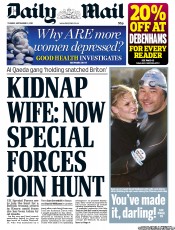 Daily Mail (UK) Newspaper Front Page for 13 September 2011