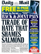 Daily Mail (UK) Newspaper Front Page for 13 September 2014