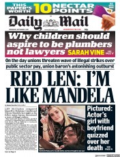 Daily Mail (UK) Newspaper Front Page for 13 September 2017