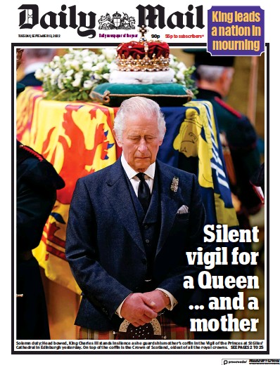 Daily Mail Newspaper Front Page (UK) for 13 September 2022