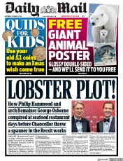 Daily Mail (UK) Newspaper Front Page for 14 October 2017