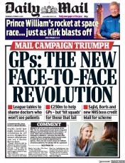 Daily Mail (UK) Newspaper Front Page for 14 October 2021