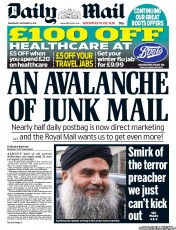Daily Mail (UK) Newspaper Front Page for 14 November 2012